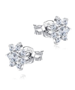 Colorful Flowers with CZ Stone Silver Ear Stud STS-5319